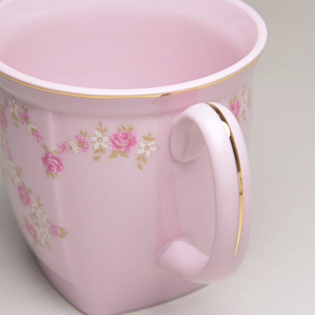 Hrnek hranatý 0,3 l dekor 158, Leander, růžový porcelán - Leander 1907  Loučky - Růžový porcelán Leander - Podle vzoru a výrobců - Dumporcelanu.cz  - český a evropský porcelán, sklo, příbory