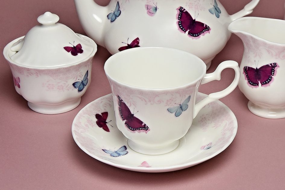 Butterfly Rose 250cc Cup & Saucer Breakfast Set Fine Bone China w Gift Box 