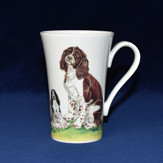 English Springer Spaniel Dog Coffee Mug 10oz Ceramic Photo Liver  White on Cream 