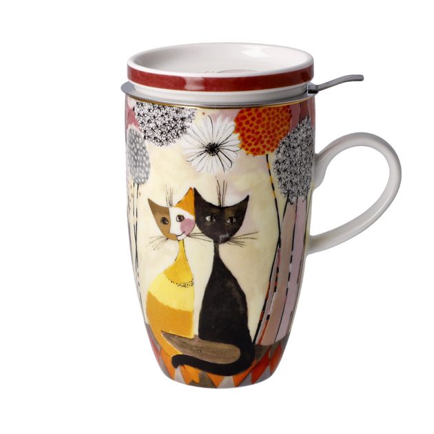 Tea Cup 400 - Rosina Goebel Mugs, fine - glasses / 14 Soffioni, bone cups, - Lid and Goebel Goebel 8 / china, Wachtmeister - ml 11,5 with cm, Strainer Cats