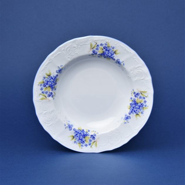 Plate deep 23 cm, Thun 1794 Carlsbad porcelain, BERNADOTTE  Forget-me-not-flower