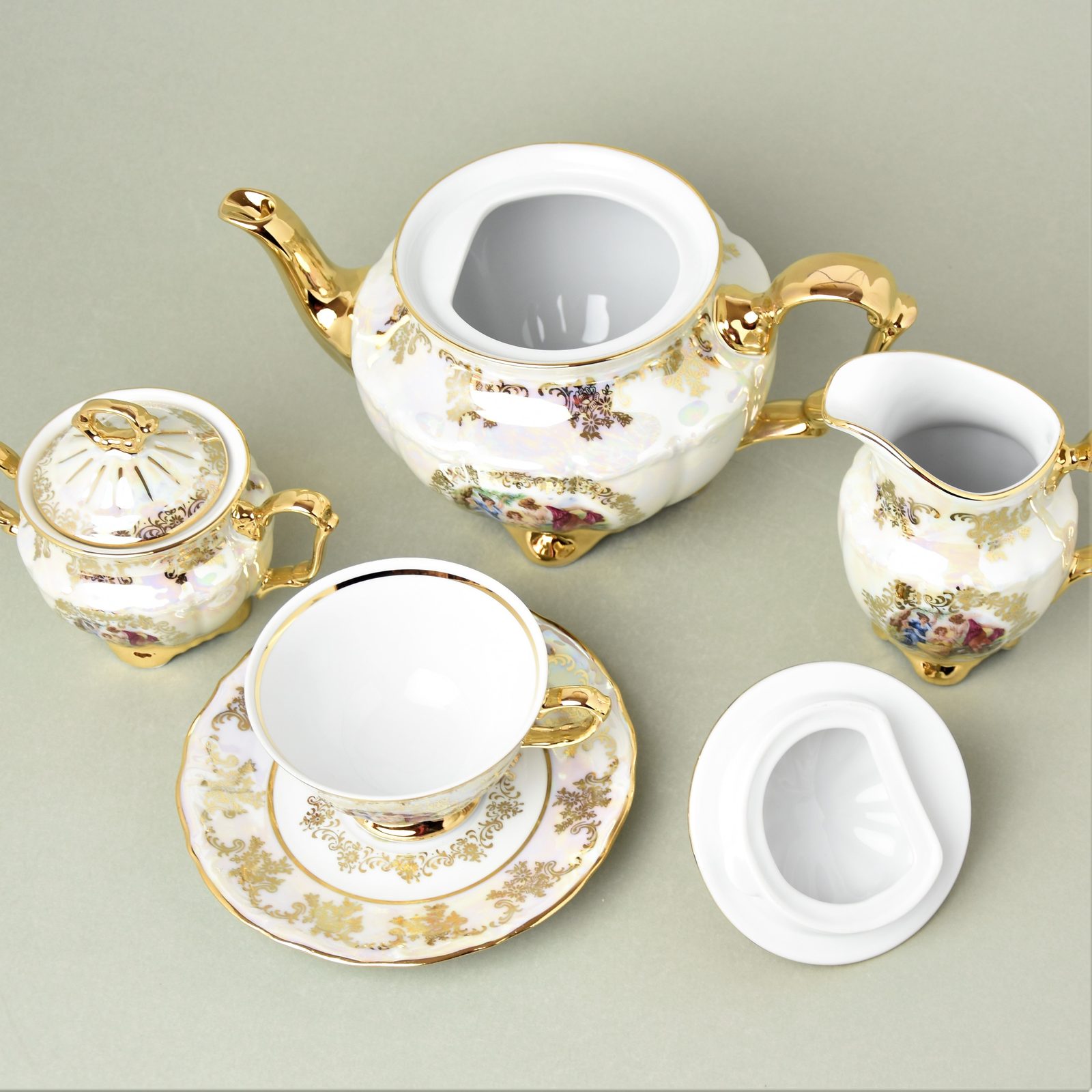 ガッゼトgazetteグッズ　19TH ANNIVERSARY TEA SET Tea set for 6 pers., The Three Graces + gold, Marie Tereza