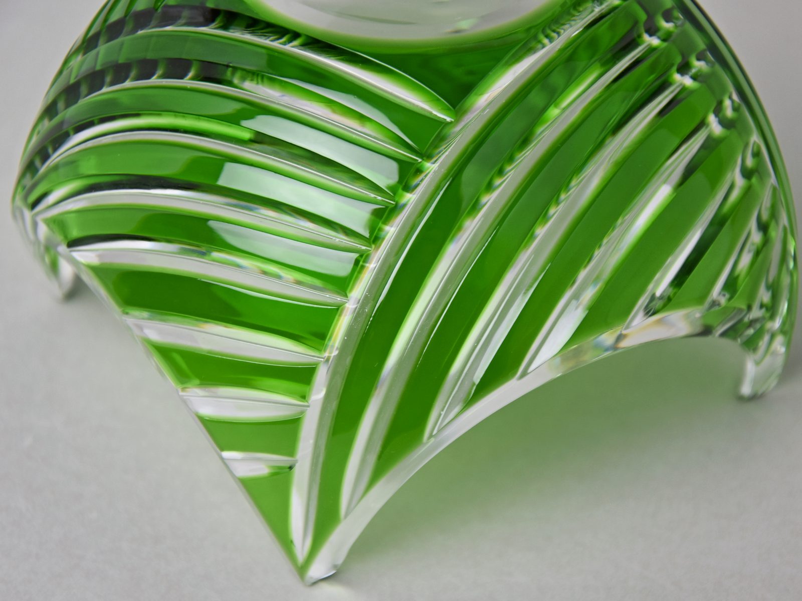 Bowl 14 cm (Cut Green Glass), Caesar Crystal Bohemiae, Bohemia