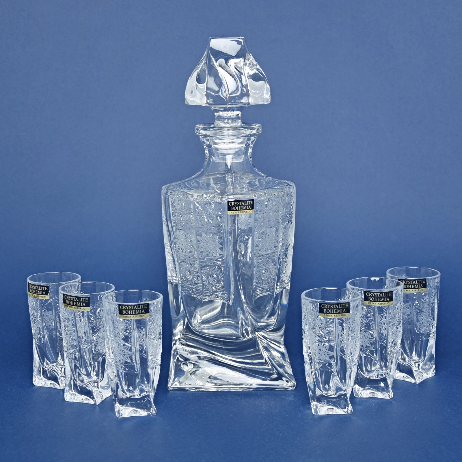 Liqueur set 7 pcs., Quadro - 500PK, Crystalite Bohemia - Bohemia