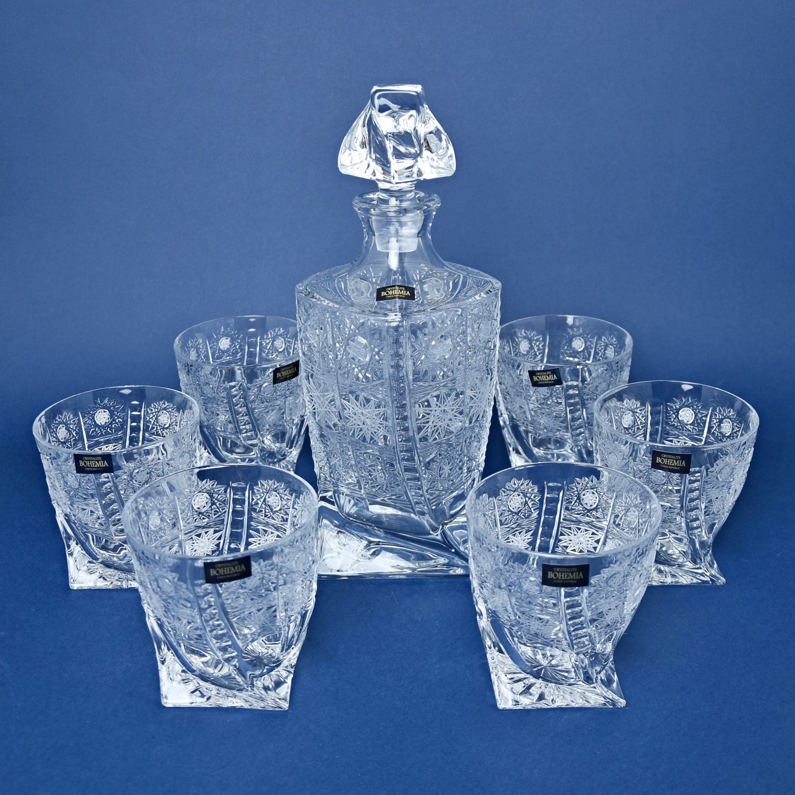 Quadro whisky set - 500PK, 1+6 pcs., Bohemia Crystalite - Bohemia