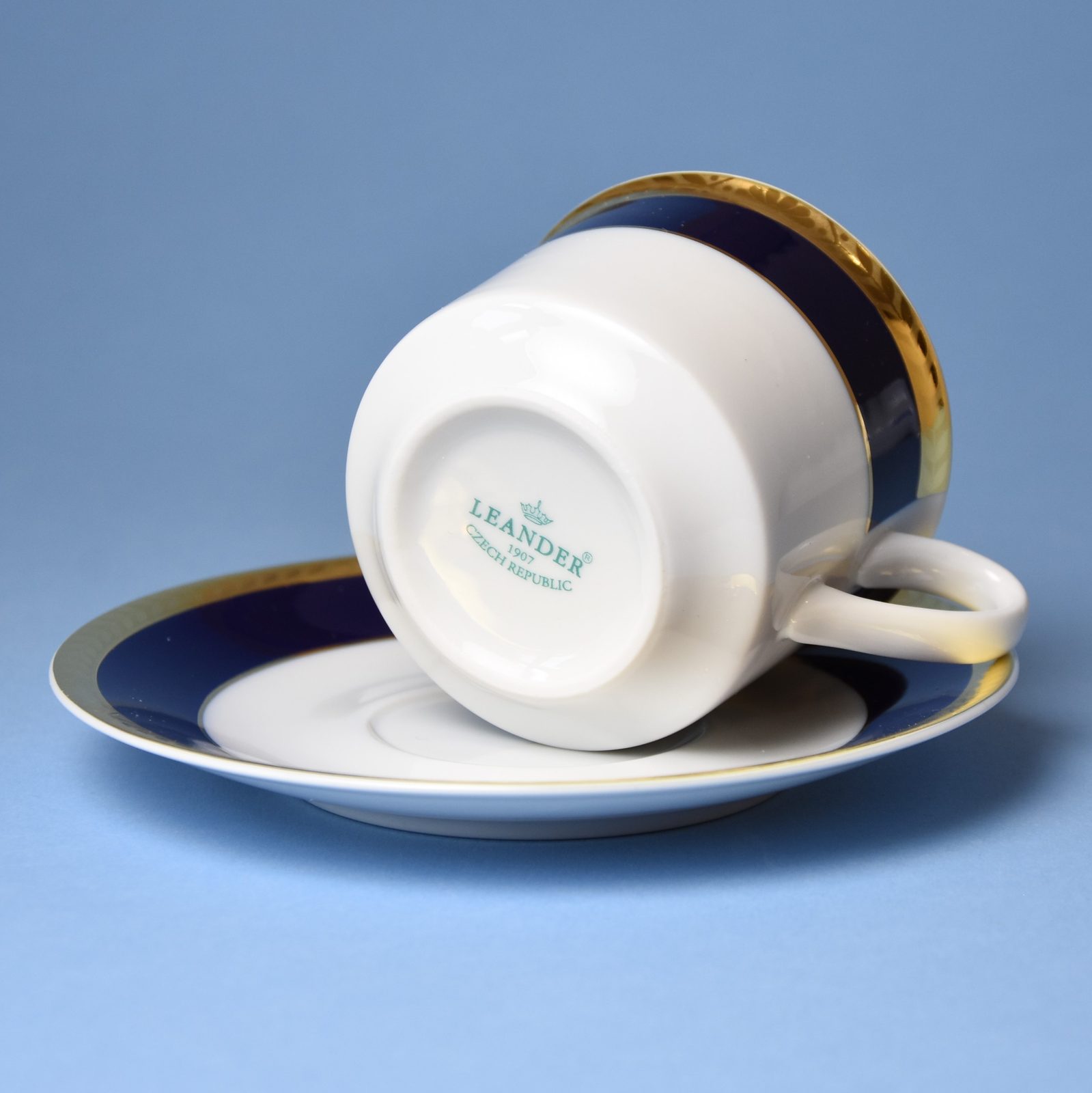 Sabina 767: Cup and saucer tea 200 ml, cobalt blue + gold, Leander
