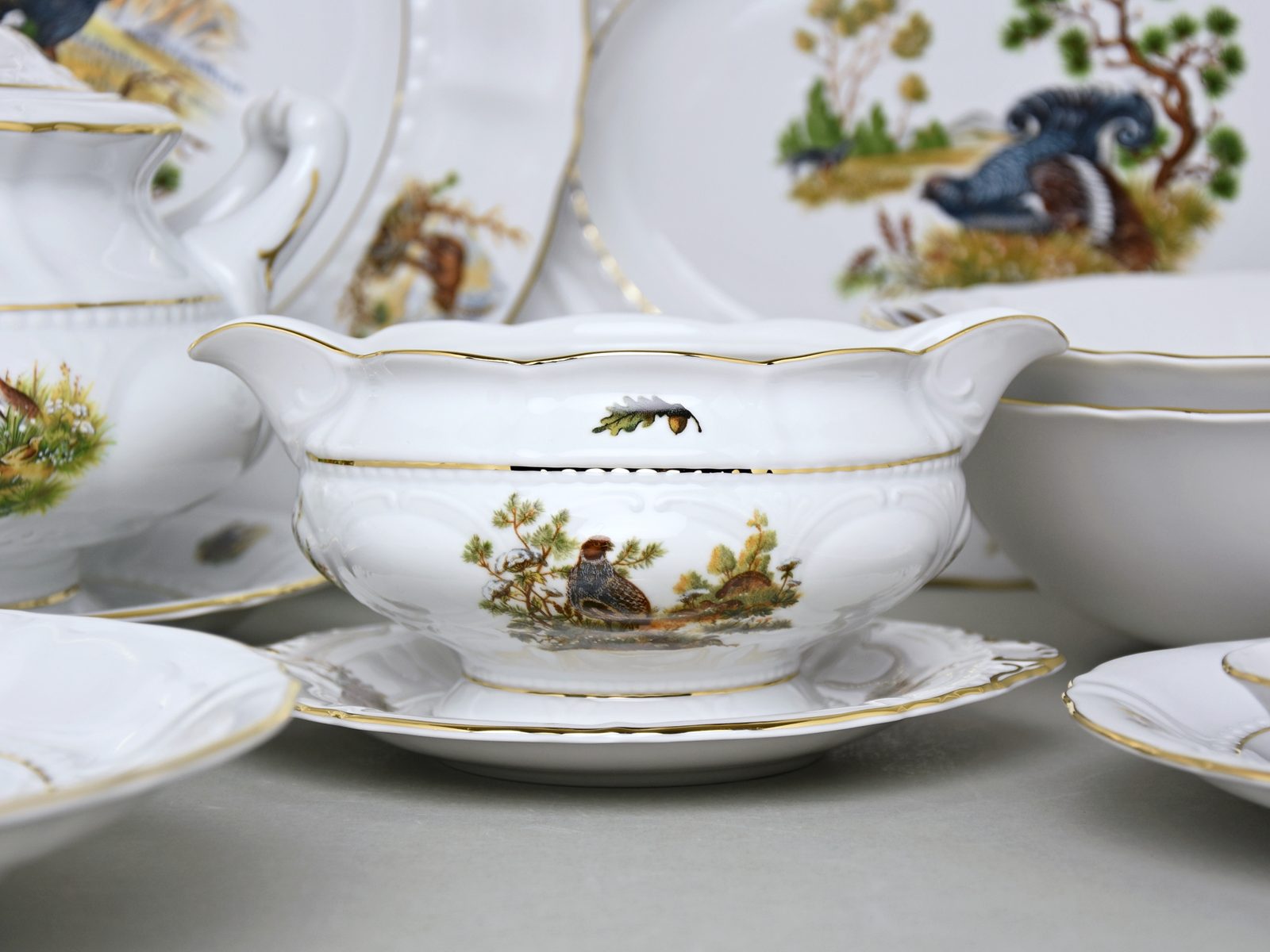 Sonata hunting: Dining set for 6 pers., Leander 1907 - Porcelain