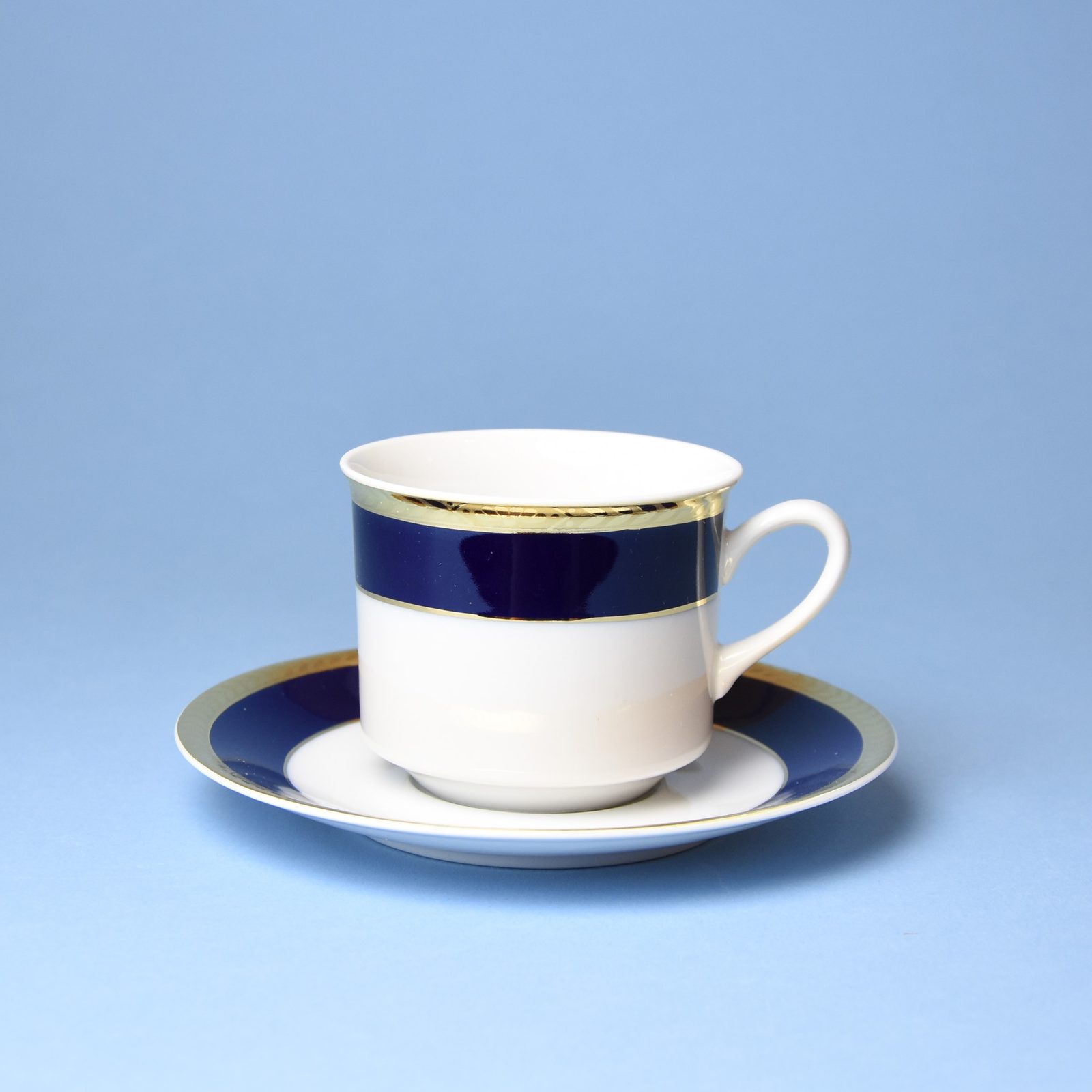 Sabina 767: Cup and saucer tea 200 ml, cobalt blue + gold, Leander