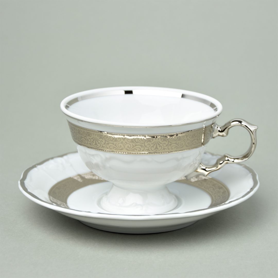 Porcelain decorated with false platinum etching - Marie Louise