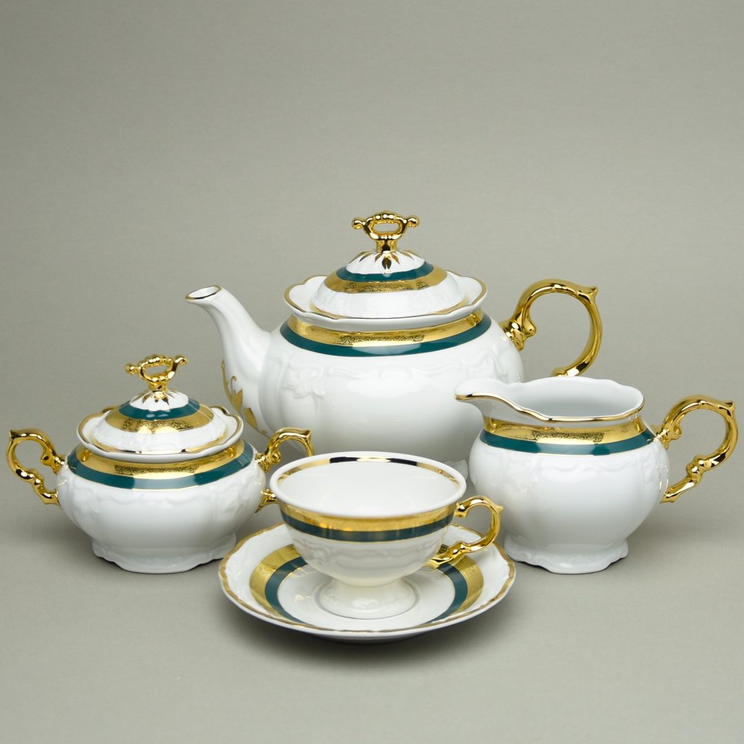 Porcelain decorated with false platinum etching - Marie Louise