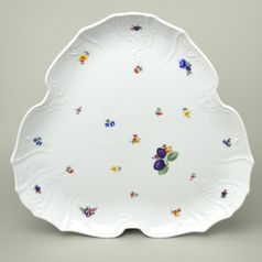 Platter 33 cm triangular (flat dish), Thun 1794 Carlsbad porcelain, BERNADOTTE plums and flowers