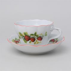 Cup and saucer D + D 0,40 l / 18,2 cm, Strawberries, Český porcelán a.s.