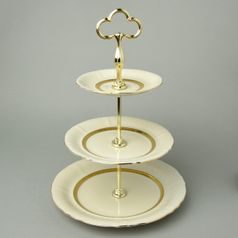 Compartment dish (cake stand) Sonata 3 pcs., h 34 cm, Ivory + gold band, Leander 1907