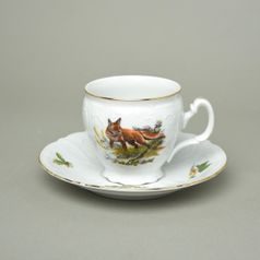 Šálek a podšálek kávový 220 ml / 15,5 cm, Thun 1794, karlovarský porcelán, BERNADOTTE myslivecká