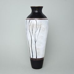 Studio Miracle: Black & White Vase, 37,5 cm, Hand-decorated by Vlasta Voborníková