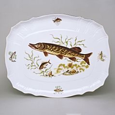 Tray 40 cm, Thun 1794 Carlsbad porcelain, BERNADOTTE fishing