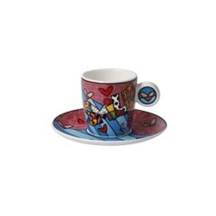 Šálek 100 ml a podšálek espresso, Smile 12.00 / 12.00 / 7.00 cm, jemný kostní porcelán, Britto, Goebel