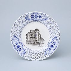 Plate perforated – Prague Monuments (Black, Random selection), 18 cm, Vilém Janoušek, Original Blue Onion Pattern
