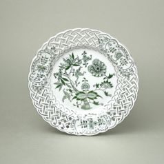 Plate perforated 18 cm, Original Green Onion pattern + platinum