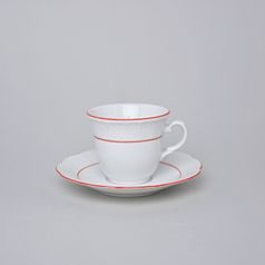 Natalie: Cup tall + saucer, Thun 1794,Carlsbad porcelain, red line