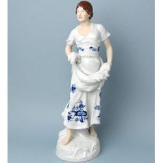 Girl with a sheaf 53 cm, cibulák, Porcelánové figurky Duchcov