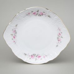 Gold line: Cake plate 27 cm, Thun 1794 Carlsbad porcelain, BERNADOTTE roses