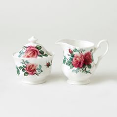 English Rose: Creamer 200 ml + sugar bowl 200 ml, Roy Kirkham fine bone china