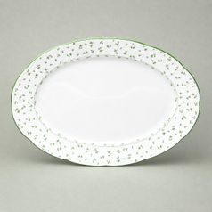 Dish oval flat 32 cm, Thun 1794, karlovarský porcelán, Natálie green flowers
