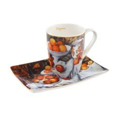 Šálek 370 ml a podšálek 19,5 x 13,5 cm, jemný kostní porcelán, P. Cézanne, Goebel