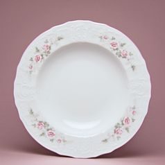 Pink line: Deep Plate 23 cm, Thun 1794 Carlsbad porcelain, BERNADOTTE roses