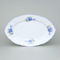 Oval dish 34 cm, Thun 1794 Carlsbad porcelain, BERNADOTTE Forget-me-not-flower