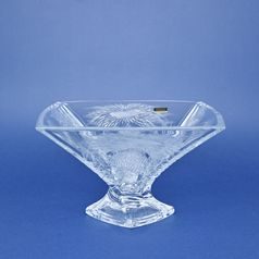 Crystal Hand Cut Bowl On Stand QUADRO, Decor Thistles, 320 mm, Crystal Bohemia Poděbrady