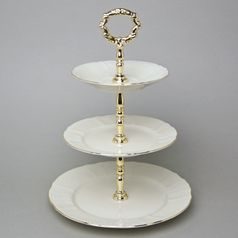 Cake stand 3-pcs. 34 cm, Thun 1794, karlovarský porcelán, BERNADOTTE ivory + gold