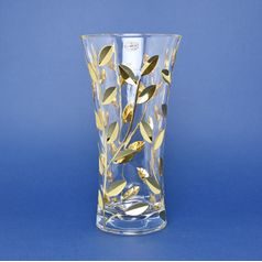 Astra Gold: Vase 30 cm, gold leafs, crystal, Laurus