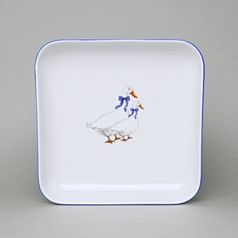 Mísa salátová čtyřhranná hladká nízká 21 x 21 cm, husy, Český porcelán a.s.