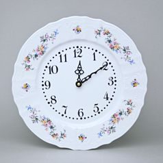 Clock wall 27 cm, Thun 1794, Carlsbad porcelain, BERNADOTTE white + flowers