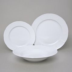 Plate set for 6 persons, 24, 23, 19 cm, Thun 1794 Carlsbad porcelain, Natalie white