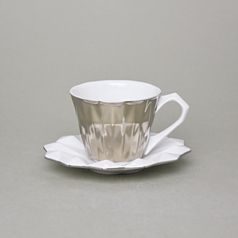 Cup 150 ml and Saucer 14 cm, Diamond Platinum, Porcelain Goldfinger