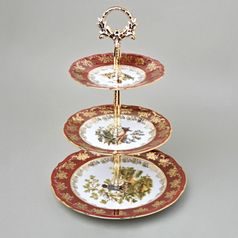 Compartment dish 3 pcs. 34 cm, ruby hunting decor, Carlsbad porcelain