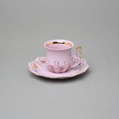 Šálek 90 ml a podšálek 12,5 cm mokka, Lenka 247, Růžový porcelán z Chodova