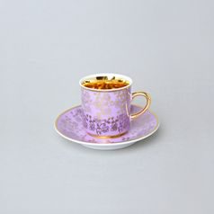 Šálek 100 ml mocca a podšálek 11,5 cm Sabina, vnitřní zlacení, lila, Leander Loučky