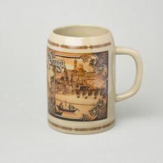 Tankard / Pitcher Praga 650 ml, gray-brown, Bechyně ceramic