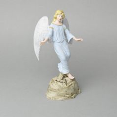 Anděl na podstavci 22,5 cm + 6 cm podstavec, Biskvit + saxe, Royal Dux