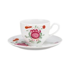 Cup 250 ml coffee + saucer 160 mm, Amina ostfriesenrose, Tettau porcelain