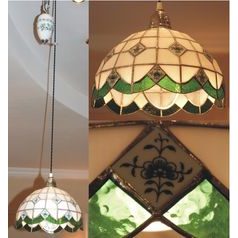 Rise-and-fall lamp 32 cm, porcelain - Green Onion pattern, Lamps and chandeliers