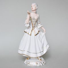 Lady rococo 17 x 12,5 x 31,5 cm, Porcelain Figures Duchcov