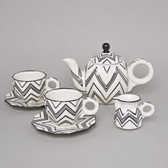 Tea / Coffee Set for 2 pers., Šárka Zig-Zag, Goldfinger porcelain