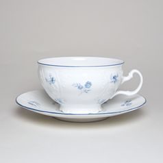 Tea cup and saucer 320 ml / 18 cm, Thun 1794 Carlsbad porcelain, BERNADOTTE blue flower