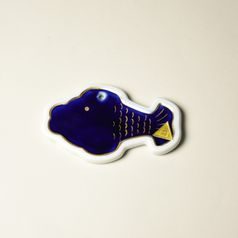 Christmas decoration - Carp 11 cm, cobalt + gold, Royal Dux Bohemia