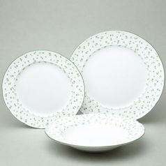 NATÁLIE zelené kvítky: Talířová sada pro 4 osoby, Thun 1794, karlovarský porcelán